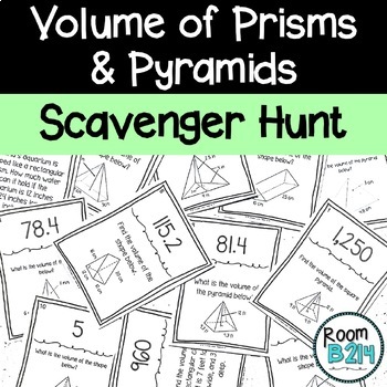 Preview of Volume of Prisms and Pyramids Scavenger Hunt (TEKS 7.9A)