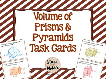Preview of Volume of Prisms and Pyramids Task Cards