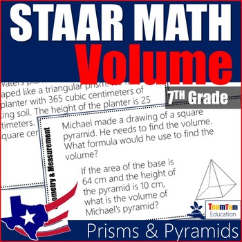 Preview of Volume of Prisms and Pyramids Task Cards 7th Grade