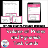 Volume of Prisms and Pyramids Task Cards Digital and Print