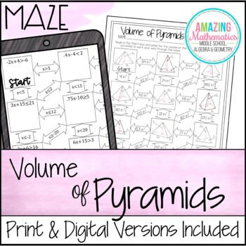 Preview of Volume of Pyramids Worksheet - Maze Activity