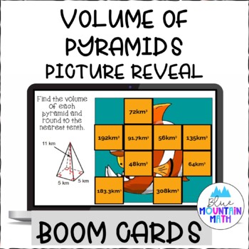 Preview of Volume of Pyramids Picture Reveal Boom Cards--Digital Task Cards