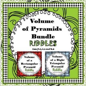 Preview of Finding Volume of Pyramids RIDDLE Bundle Activity Worksheets It's Fun!