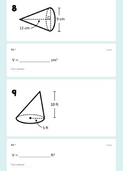 homework 8 volume of pyramids and cones answer key