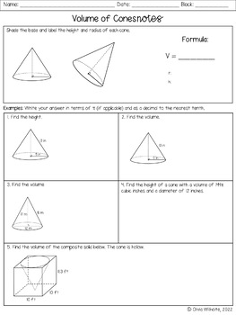 Volume of Pyramids and Cones Notes & Worksheets by Olivia Rae | TPT