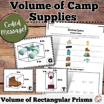 Preview of Volume of Rectangular Prisms Camping Supplies | SCOOT Measurement Activity