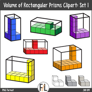 Preview of Volume of Rectangular Prisms Clipart - Set 1