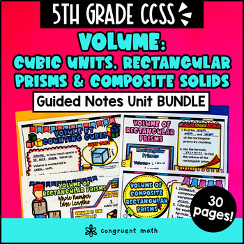 Preview of Volume of Rectangular Prisms, Composite Solids Guided Notes | 5th Grade Unit