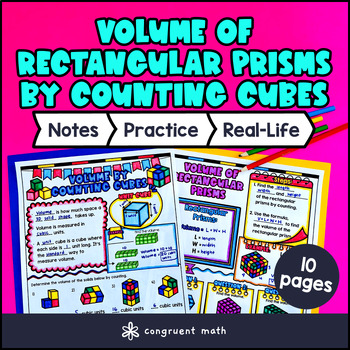 Preview of Volume of Rectangular Prisms Counting Cubes Guided Notes w/ Doodles | 5th Grade