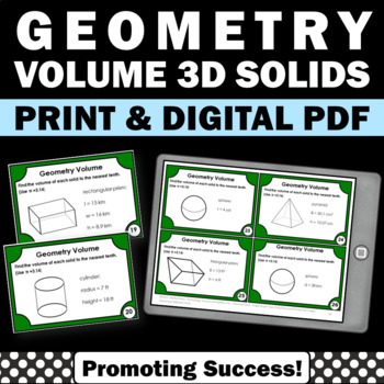 Preview of Volume of Rectangular Prisms Cylinders 3D Shapes Geometry Review Games Activity