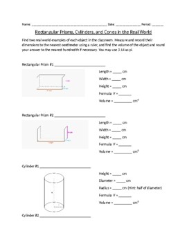 Preview of Volume of Rectangular Prisms, Cylinders, and Cones in the Real World