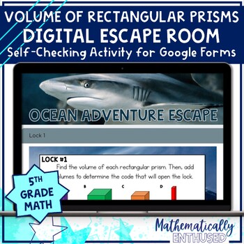 Preview of Volume of Rectangular Prisms Digital Escape Room 5th Grade