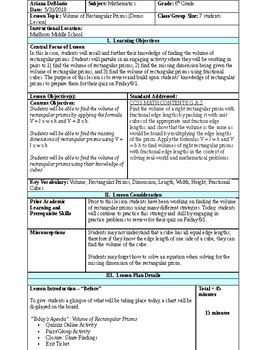 Volume of Rectangular Prisms Full Lesson Plan by Math Station Nation