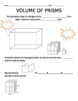 Preview of Volume of Rectangular Prisms Guided Notes