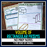 Volume of Rectangular Prisms No Prep Note Pages