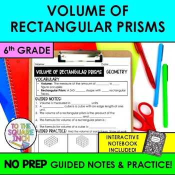 Preview of Volume of Rectangular Prisms Notes | Guided Notes | + Interactive Notebook