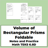 Volume of Rectangular Prisms Notes and Practice Foldable (