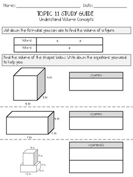 Preview of Volume of Rectangular Prisms Study Guide