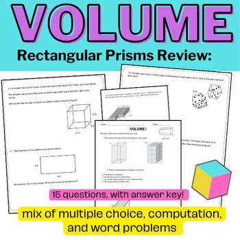 Preview of Volume of Rectangular Prisms | Volume Review Packet | Volume Classwork