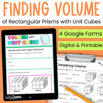 Preview of Volume of Rectangular Prisms - Volume with Unit Cubes Practice for Google Forms™