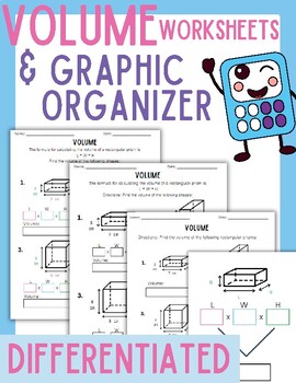 Preview of Volume of Rectangular Prisms | Differentiated Worksheets | & Graphic Organizer