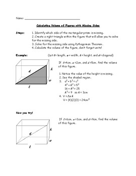 Preview of Volume of Rectangular Prisms with Pythagorean Theorem