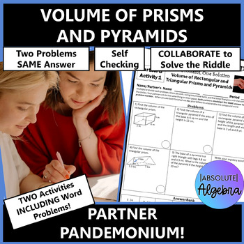 Preview of Volume of Rectangular and Triangular Prisms and Pyramids Partner Puzzle Activity