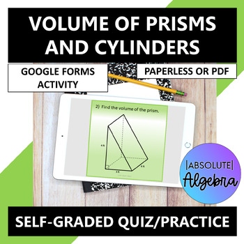 Preview of Volume of Regular Prisms and Cylinders Google Forms Quiz Practice