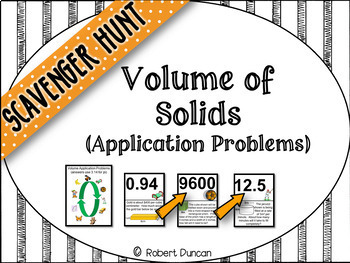 Preview of Volume of Solids - Application Problems Scavenger Hunt