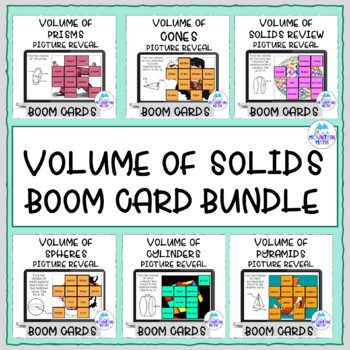 Preview of Volume of Solids Picture Reveal Boom Card Bundle
