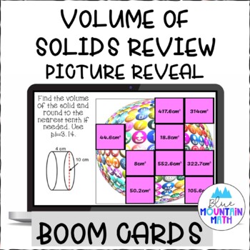 Preview of Volume of Solids Review Picture Reveal Boom Cards--Digital Task Cards