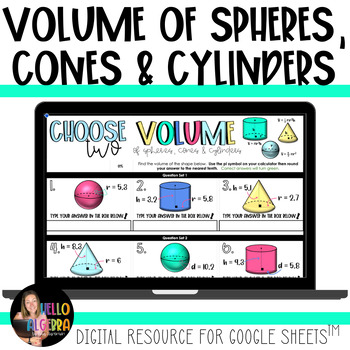 Preview of Volume of Spheres, Cones and Cylinders Mixed Practice Digital Activity