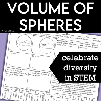 Preview of Volume of Spheres - Geometry - Women's History Biography Worksheets