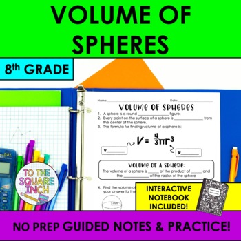 Preview of Volume of Spheres Notes & Practice | Guided Notes | + Interactive Notebook Pages