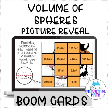 Preview of Volume of Spheres Picture Reveal Boom Cards--Digital Task Cards