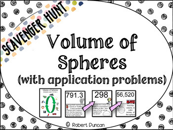 Preview of Volume of Spheres - Scavenger Hunt & Exit Tickets - Application Word Problems