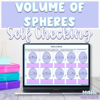 Preview of Volume of Spheres | Self-Checking Activity | 