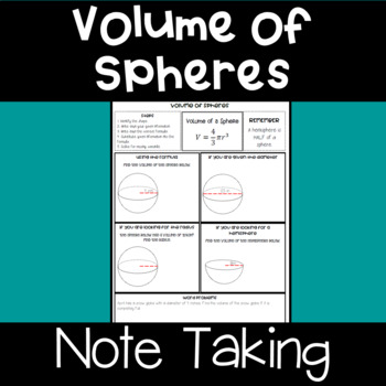 Preview of Volume of Spheres - notes