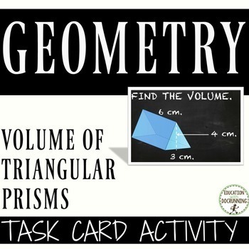 Preview of Volume of Triangular Prisms Activity Task cards Distance Learning