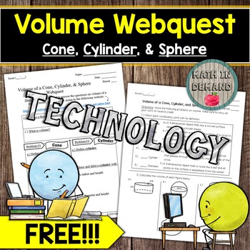 Preview of Volume of a Cone, Cylinder, and Sphere Webquest FREE