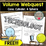 Volume of a Cone, Cylinder, and Sphere Webquest FREE