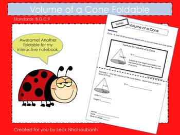 Preview of Volume of a Cone Foldable for Interactive Notebooks