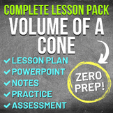 Volume of a Cone Worksheet Complete Lesson Pack (NO PREP, 