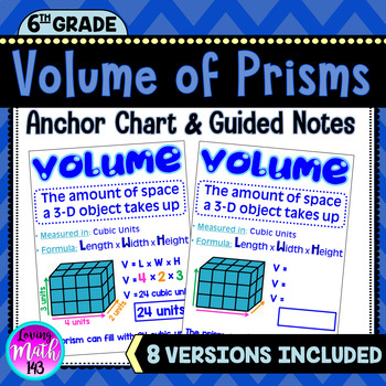 Preview of Volume of a Rectangular Prism Anchor chart Poster and Interactive Guided Notes