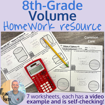 Preview of Volume of cones, cylinders & spheres Homework Resource