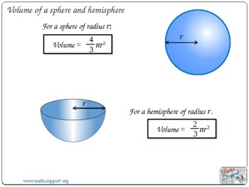 Volume of spheres and hemispheres by Maths Support Centre | TPT