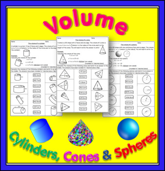 Preview of Volumes Of Cylinders, Cones And Spheres.