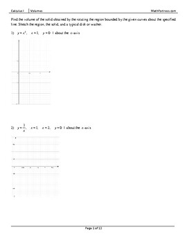 Preview of Volumes Worksheet