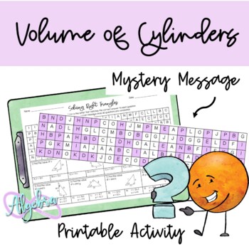 Preview of Volumes of Cylinders Mistery Message Worksheet