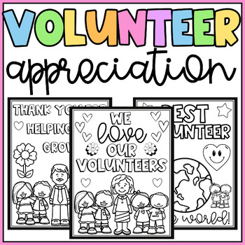 Preview of Volunteer Appreciation Thank You Coloring Pages & Writing - School Volunteers